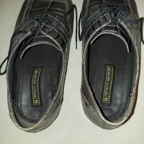 Men's croc embossed leather gray dress shoes by Stacy Adams - Picture 11 of 15